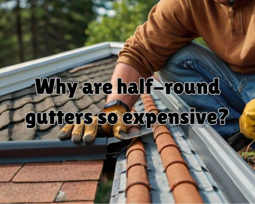a half-round gutters being installed by a contractor